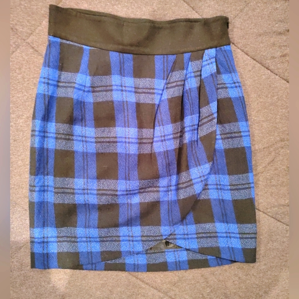 Blue and Black Plaid Women's Skirt